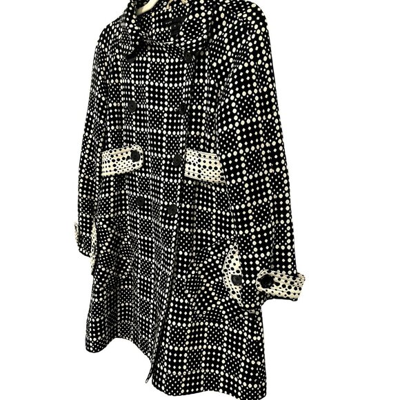 Marc Jacobs Black & White Polka Dot Double-Breasted Coat Small - Picture 3 of 6